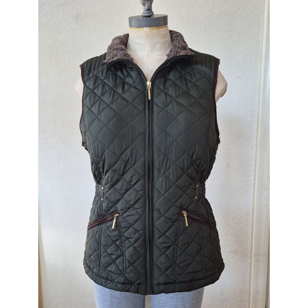Weatherproof quilted Vest with plush lining Sz Small